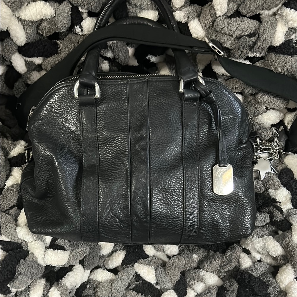 Furla Textured Black Shoulder Bag